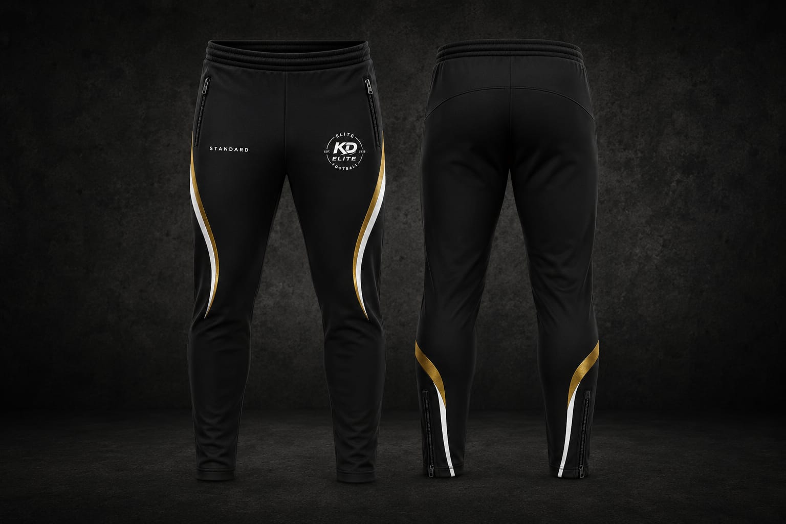 KD Elite Training Pants — black training pants, front and back